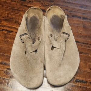 Birkenstock Tan Suede Slip-On Sandals